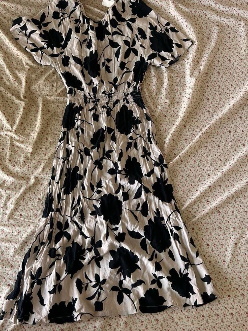 H&M Black & White Floral Midi Dress
